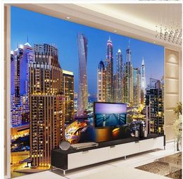 Mooie Dubai Night View Living Room Mural 3d Wallpaper 3D Wall Papers voor tv -achtergrond3038613