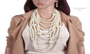 Mooie elegante vrouw hoogwaardige mannelijke pearl lange ketting meerlagige ketting vrouwelijke accessoires voor bruid mode 20597664535