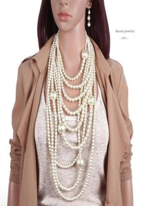 Mooie elegante vrouw hoogwaardige mannelijke pearl lange ketting meerlagige ketting vrouwelijke accessoires voor bruid mode 20595285136