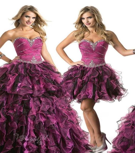 Hermoso bordado de cuerpos con cuentas contorneados de dos tono vestidos de quinceanera con falda desmontable1740327