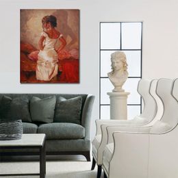 Belle figurative toile Art Satin embrasser texturé peintures à l'huile danseur moderne œuvre bureau mur décor peint à la main