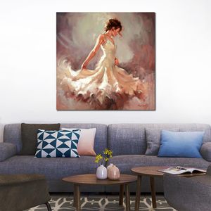 Belle figurative toile Art blanc beauté dame texturé peintures à l'huile danseur moderne oeuvre bureau mur décor peint à la main