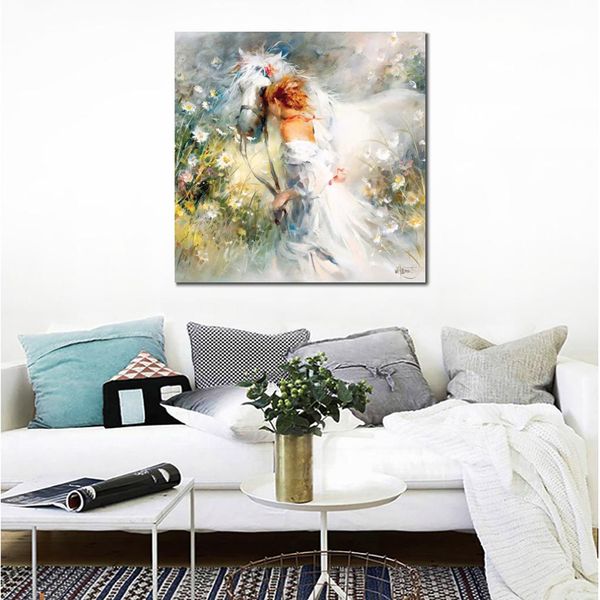 Belle figure toile Art peint à la main impressionniste Willem Haenraets peinture de rêve blanc pour mur de bureau