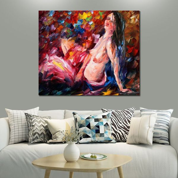 Hermosa figura desnuda lienzo arte Inispiration pintura al óleo hecha a mano para la pared del dormitorio