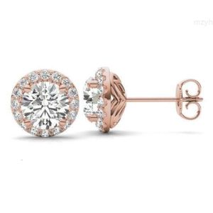 Hermosos pendientes de flores 1CT Moissanite Reducir joyas de pernos de diamante suelto arete de oro rosa de 18 km