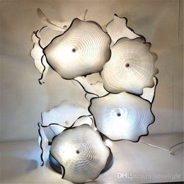 Mooie bloem vloerlamp korte mode huis verlichting klassieke witte handgemaakte murano glazen platen