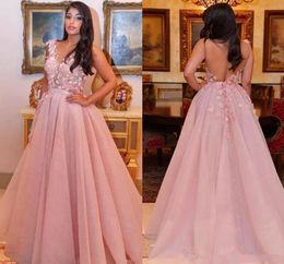Mooie bloem Floral Prom Dress Backless Dubai Kant Arabische Avond 2020 Formele Partij Plus Size Avondjurken Gastkleding Robe de Soiree