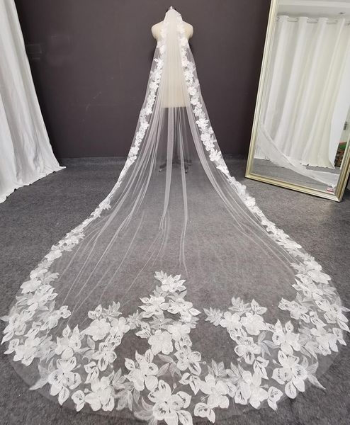 Beau voile de mariage en dentelle de fleur 3 mètres 1 couche