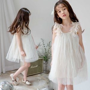 Belle fleur bretelles filles robe pour enfants Tulle princesse Vestido enfants mode été vêtements tenue 210529