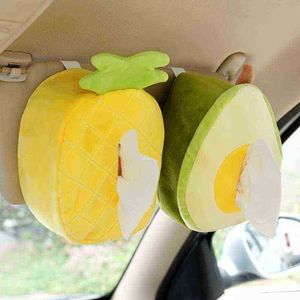 Mooie fruit ananas avocado pluche tissue doos duurzame huisauto hotel sofa papier tissue houder servet case pouch schattig cadeau j220729