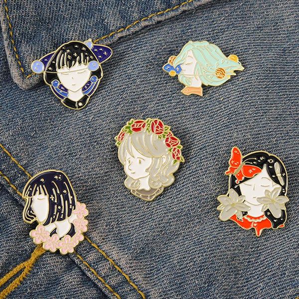 Beautiful Girl Broche Lindos juegos de películas de anime de animación. Pins de esmalte duro coleccione Metal Cartoon Broche Backpack Bag Bag Bodges de collar