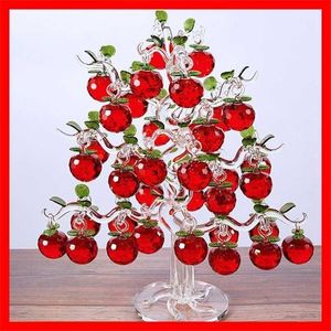 Mooie glaskristal appels boom met 36 stks Fengshui ambachten chirstmas hangende ornament housewarming geschenken 211108