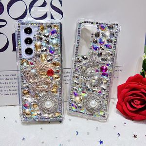 Mooie glitter telefoonhoesjes Galaxy Z FOUD5 vouw4vouwen3 Purse Hoge kwaliteit Luxe bling Rhinestone Diamond Samsung Fold 3 4 5 6 7 8 Case
