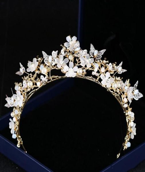 Hermosas coronas y tiaras de boda de cristal hechas a mano, tocados de diamantes de imitación, novias, mujeres, bailes de graduación, vestido de fiesta de cumpleaños por la noche 5869505