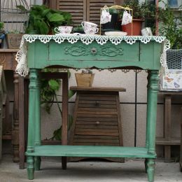 Belle table de console en bois massif rétro à la main avec un tiroir