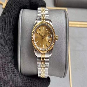 Mooie hoge kwaliteit mode gouden dames dress watch 28 mm mechanische automatische dameshorloges roestvrijstalen band bracel288U