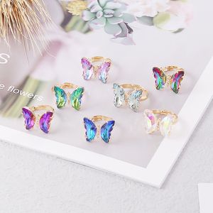 Hermoso anillo de mariposa de cristal estilo INS anillos ajustables joyería para regalo de mujer