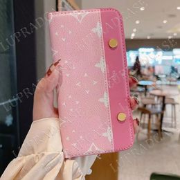 Hermosas fundas para teléfonos iPhone 15 14 Pro Max Cartera de cuero de lujo L Monedero de alta calidad 18 17 16 15pro 14Pro 13pro 12pro 13 12 11 Estuche con caja con logo Embalaje Chica Mujer