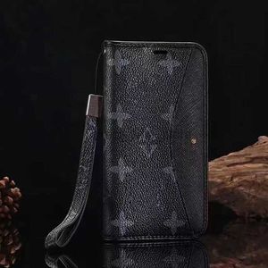 Hermosa funda para teléfono iPhone 15 14 13 Pro Max Luxury LU Cartera de cuero Monedero para tarjetas 15promax 13pro 12pro 11pro 12 11 X Xs Xr 8 7 Contraportada Fundas Marrón Flor pequeña