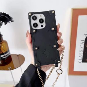 Mooie iPhone-telefoonhoesjes 15 14 Pro Max LU officiële Crossbody Hi Quality portemonnee 18 17 16 15pro 14pro 13pro 12pro 13 12 portemonnee met logo box Mix Order Drop Shipping