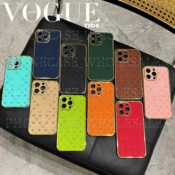 Magnifiques étuis de téléphone iPhone 15 14 Pro Max LU Haute qualité 18 17 16 15pro 14pro 13pro 12pro 13 12 11 Plus Sac à main de luxe avec boîte à logo Femme Homme Rose Noir Vert Bleu Marron WS