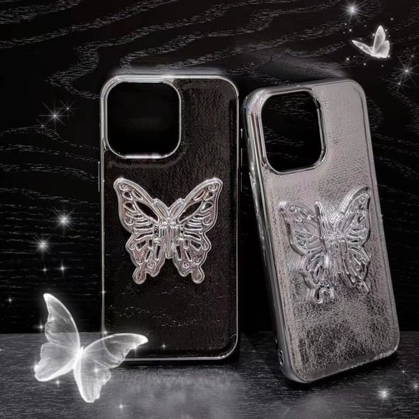 Beaux caisses de téléphone iPhone 15 14 Pro Max Designer Butterfly Leather Kicjstand Hi Quality Purse 18 17 16 15pro 14pro 13 12 11 plus casse avec boîte cadeau femme BD