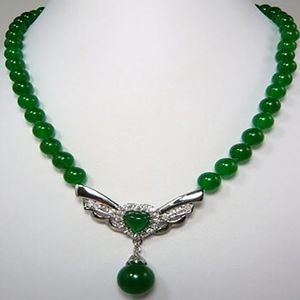 Mooie sieraden dame's nieuwe 8 mm groene jade hanger ketting