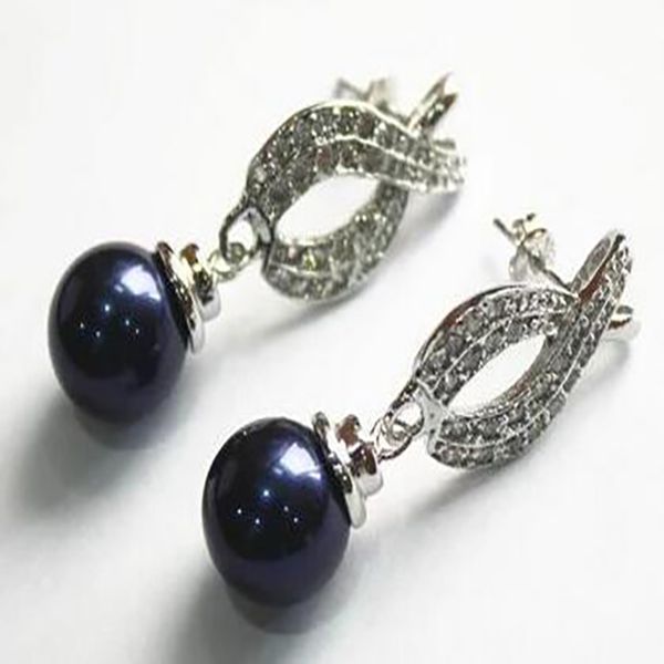 belles boucles d'oreilles en coquille bleue plaquées 12 mm