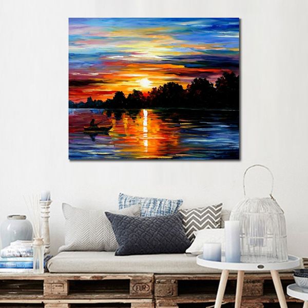 Hermosos paisajes lienzo arte vida recuerdos pintura al óleo hecha a mano para la pared del dormitorio