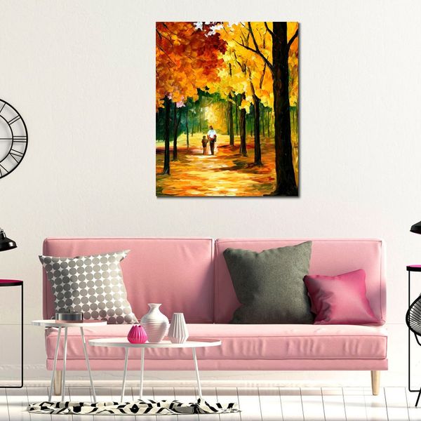 Hermosos paisajes lienzo arte paseo en el bosque pintura al óleo hecha a mano para la pared del dormitorio