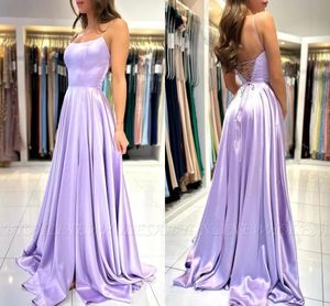 Mooie lavendel Lilac bruidsmeisje jurken sexy backless spaghetti riemen lange vrouwen avond prom jurken bc16597