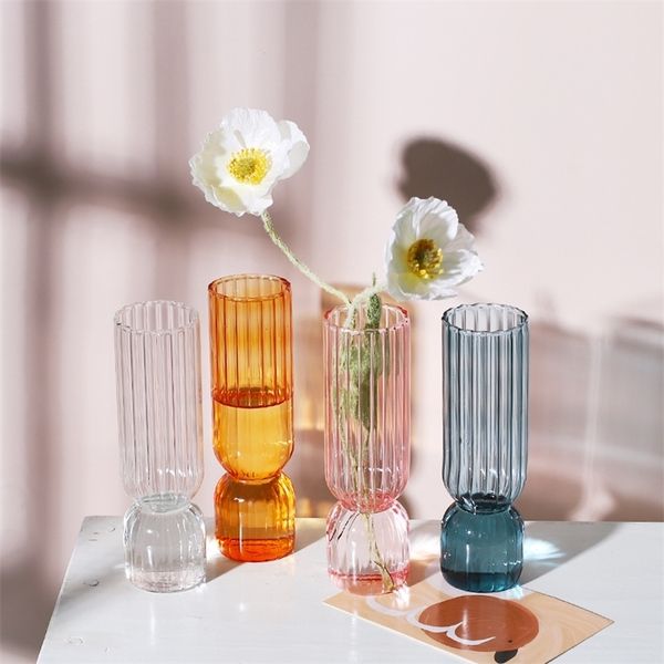 Belle vie vase en verre vase à bulles art couleur petite bouteille transparente décoration mignonne créative ornement Wazony LJ201208