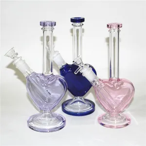 bel amour verre eau bang bols de narguilé bangs en verre en forme de coeur épaisseur de la plate-forme pétrolière fumer herbe sèche vape bong dab rigs avec bol en bas