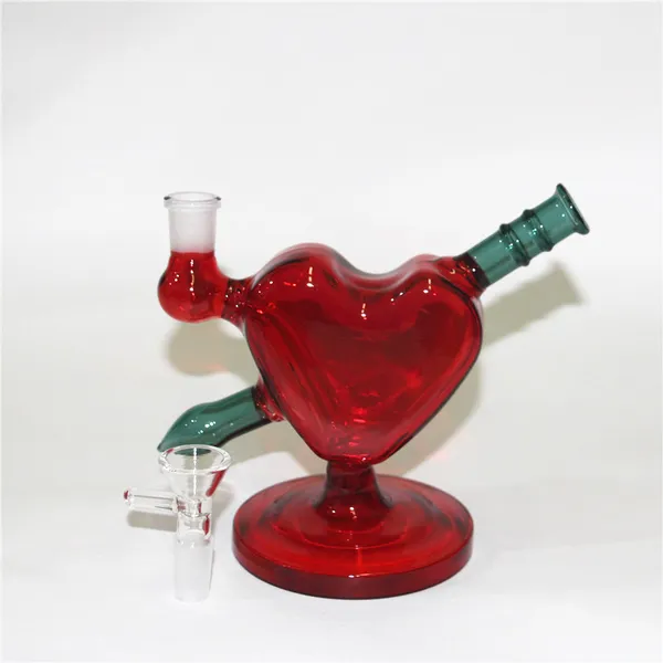 belle amour verre pipe à eau dab rigs narguilé en forme de coeur bangs en verre plate-forme pétrolière bols épaisseur pour shisha bong barboteur attrape-cendres