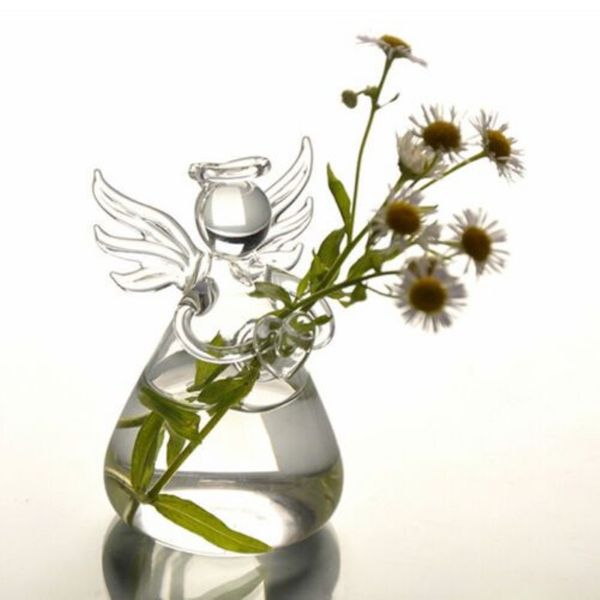 Hermoso y moderno florero colgante con forma de Ángel de cristal, florero para decoración de hogar, oficina y boda, 1 Uds.227S