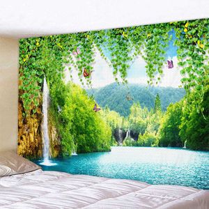 Beau paysage naturel imprimé grande tapisserie murale hippie suspendue tapisseries bohème mandala art décor 210609