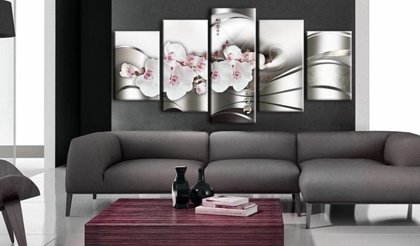 Belle orchidéePas de cadre5 pièces ensemble vendre beauté d'orchidée moderne maison décoration murale peinture toile impression Art HD impression peinture253M