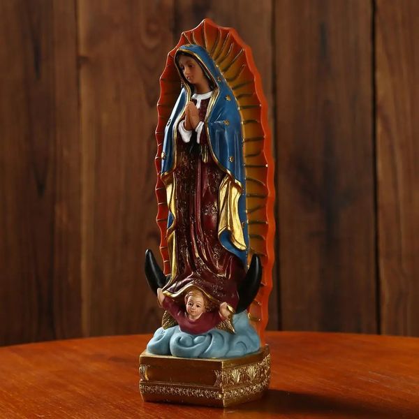 Hermosa estatua de Nuestra Señora de Guadalupe, Virgen María, escultura, estatuilla de resina, regalo, adorno de decoración de exhibición de Navidad 240105