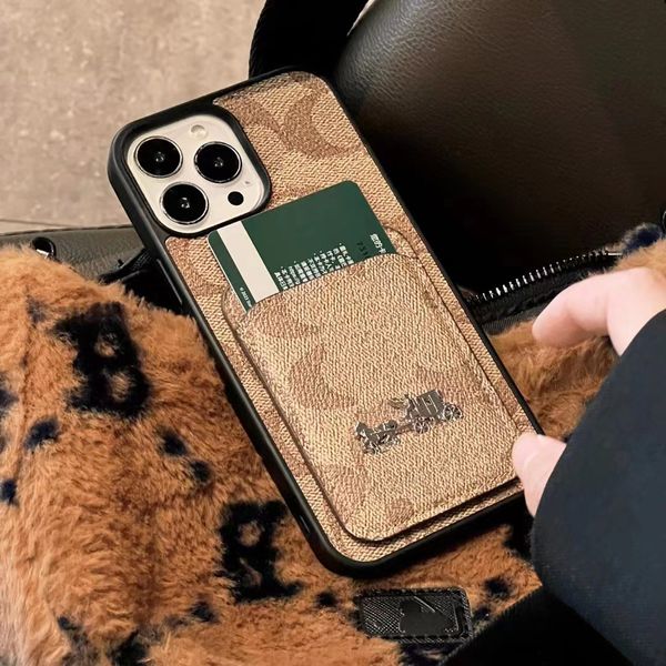 Hermosa funda para teléfono iPhone 15 14 Pro Max Cartera de cuero con tarjeta C de lujo 18 17 16 15pro 14pro 13pro 12pro 11pro 13 12 11 X Xs Estuches con caja de embalaje Niñas Mujer JS