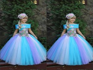 Belles robes de reconstitution historique de filles de princesse hors de l'épaule avec des appliques de papillon robes de filles de fleur pour les mariages robe de bal enfants Par8936100