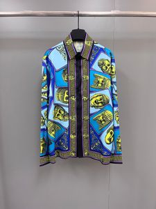 Prachtig print designer shirt mode merkstijl eenmalige borsten ontwerp European maat losse versie van luxe heren lange mouwen casual shirt