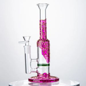 Belle Violet Verre Bongs Narguilés Percolateur Dab Rigs Mini Plate-Forme Pétrolière Tube Droit Conduites D'eau En Verre 14mm Joint Femelle Avec Bol