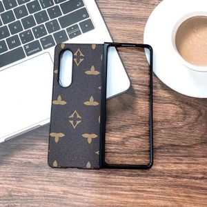 Hermosas fundas de teléfono de diseño retro para Samsung Galaxy Z Fold 2 3 4 5 6 Fold2 Fold3 Fold4 Fold5 Fold6 Monedero de cuero con caja con logotipo Embalaje Hombre Mujer 0707