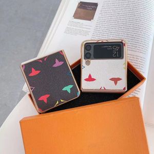 Hermosas fundas de teléfono de diseño retro para Samsung Galaxy Z Flip Fold 2 3 4 Flip3 Flip4 Fold2 Fold3 Fold4 5 6 Funda de lujo LU con Logo Box Hombre Mujer 0307