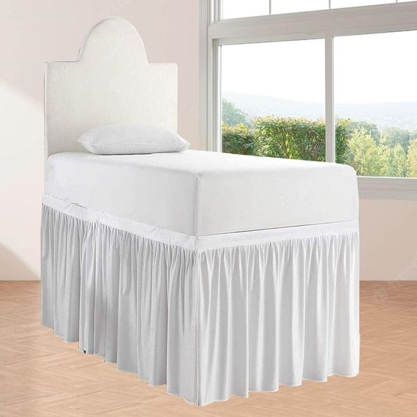 Belle jupe de lit de dortoir extra-long à volants Twin-XL 32 et 36 pouces Drop sur mesure - 100% microfibre - très facile à mettre