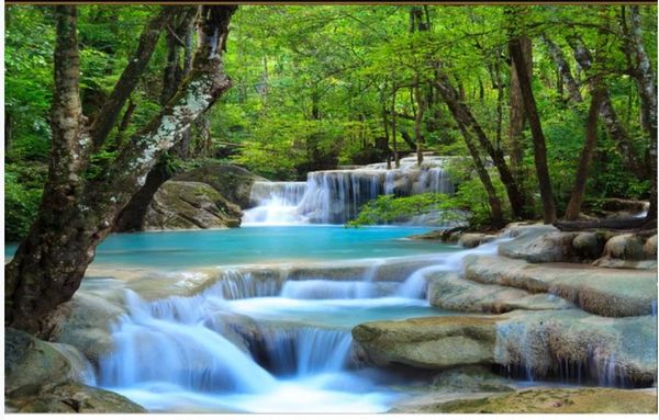 bellos paisajes fondos de pantalla 3D mural Bosque Cascada del río de fondos de pantalla de fondo decoración de la pared Pintura