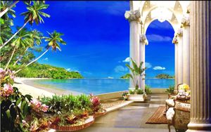 de beaux paysages Fonds d'un balcon européen Seascape expansion de l'espace de fonds d'écran de plage mur de fond 3D