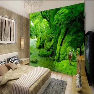 Mooi landschap wallpapers groen vers bos wallpapers achtergrond wanddecoratie schilderij