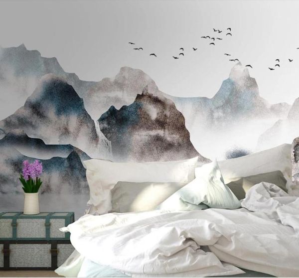 Beaux fonds d'écran de paysage nouveau style chinois peint à la main paysage TV canapé fond wall3884074