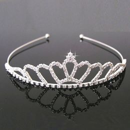 Mooie glanzende kristal bruids tiara feest optocht verzilverde kroon hoofdband goedkope bruiloft tiaras accessoires dh5448